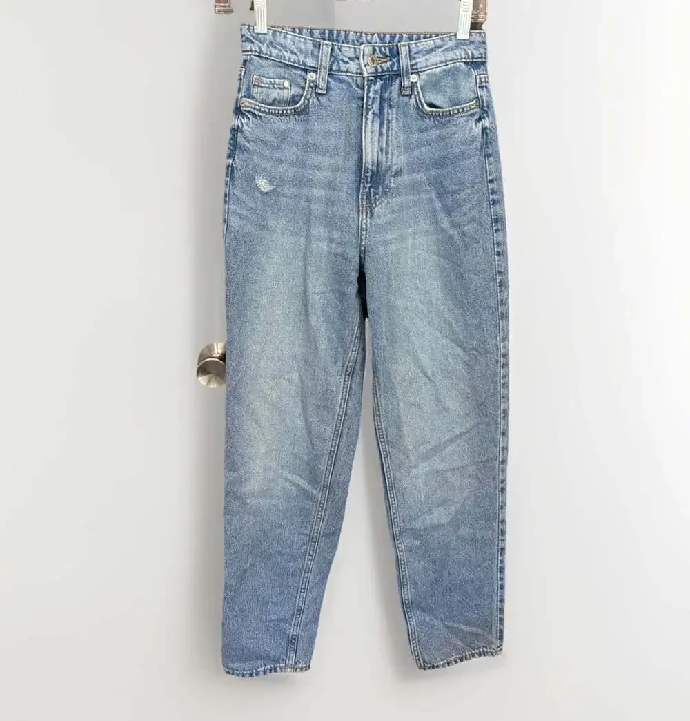 Moms Loose Wide Legs High Waist Jeans 2 W26”/L 26”
